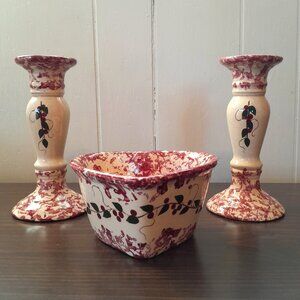 Pottery Candle Holder And Heart Shaped Bowl Set The Proper Place Kansas